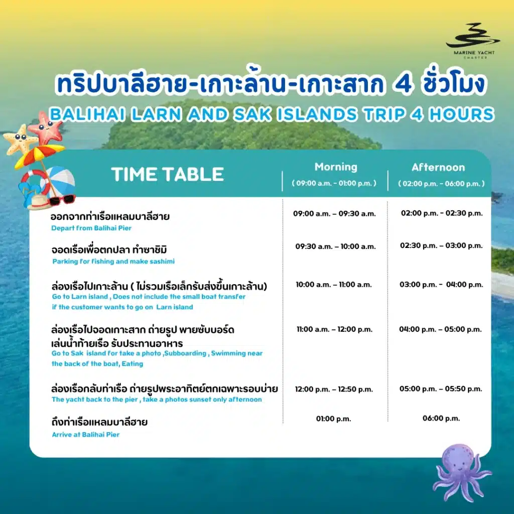 ทริปบาลีฮาย-เกาะล้าน-เกาะสาก 4 ชั่วโมง