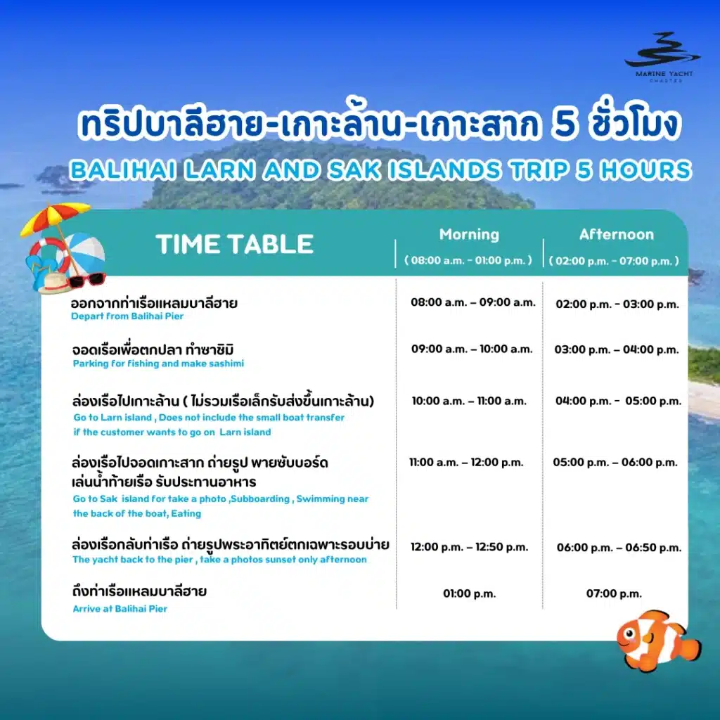 ทริปบาลีฮาย-เกาะล้าน-เกาะสาก 5 ชั่วโมง